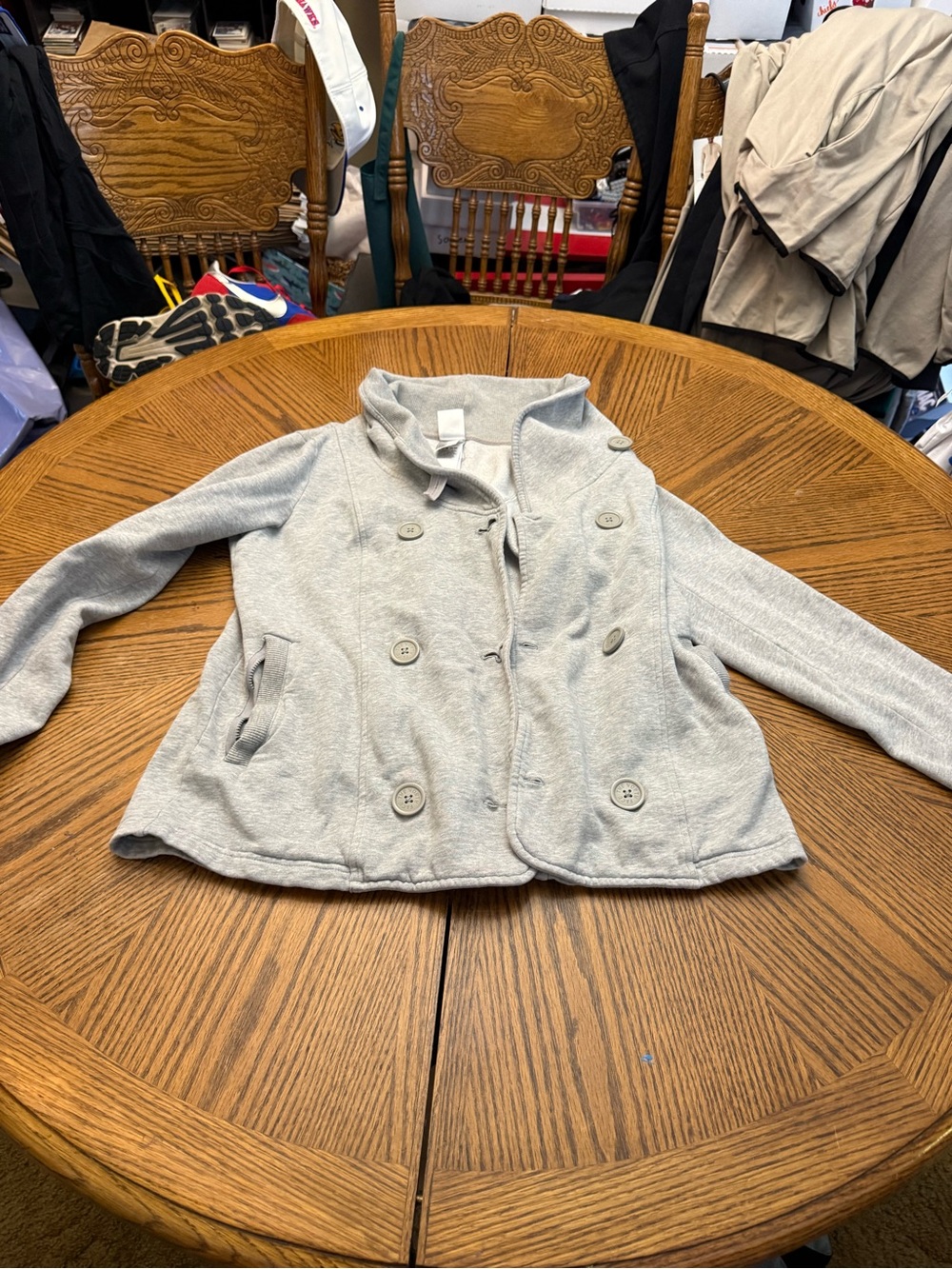 The North Face Light Gray Women Double-Breasted Pea Coat